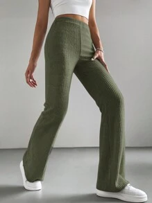 SHEIN Cottnline Women's Plain Wide Leg Pants - Mint Green - View 6