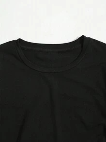 Teen Girls' Cartoon Letter Print T-Shirt - Black - View 5