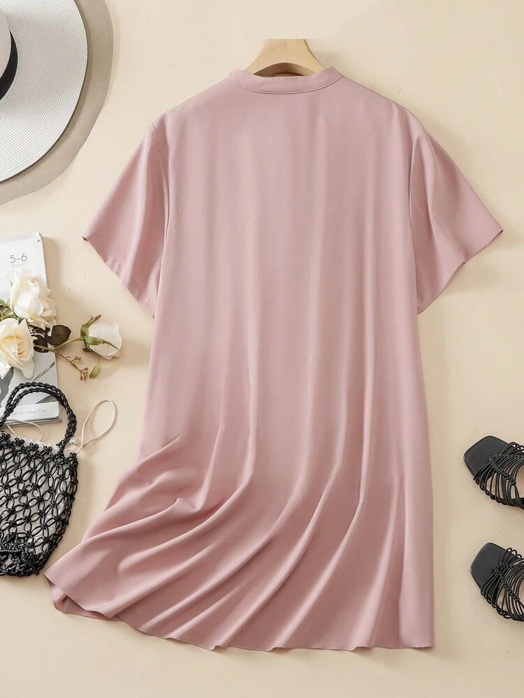 Plus Size Button Front High-Low Hem Shirt