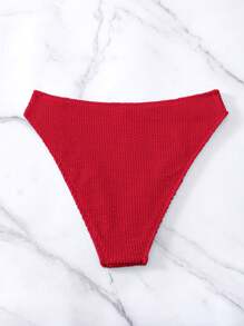 Swim Basics Màu thuần Textured Áo bơi Đáy - Đỏ - Xem 4