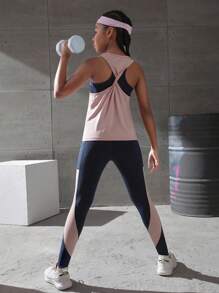 Sparklyn Cô gái Tween 3pcs Xanh & Màu hồng Nối Set bộ đồ thể thao , Thích hợp Đối với Trong nhà Và Các hoạt động ngoài trời Như  chạy , Đạp xe , - Nhiều màu - Xem 2