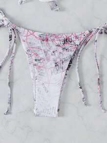 SHEIN Swim Women's Tie-Dye Stripe Print Swimwear Set Summer - Multicolor - View 4