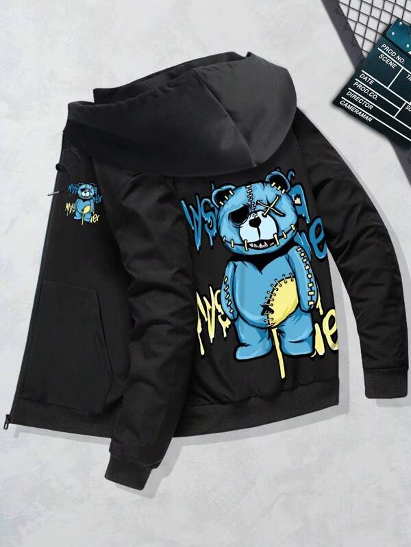 Men's Spring And Autumn Rave Jacket With Mean Expression Print, Casual Sports Running Top