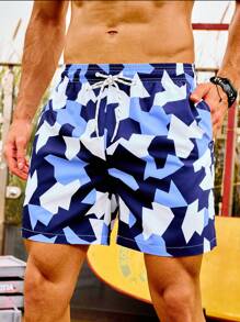 Surfspeed Men'S Geometric Printed Drawstring Waist Beach Shorts - Multicolor - View 5