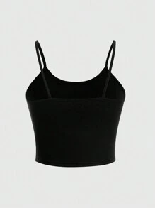 ROMWE Goth Basic Knit Stretchy Cross & Rhinestone Decor Cami Top And Shorts Set For Women, School