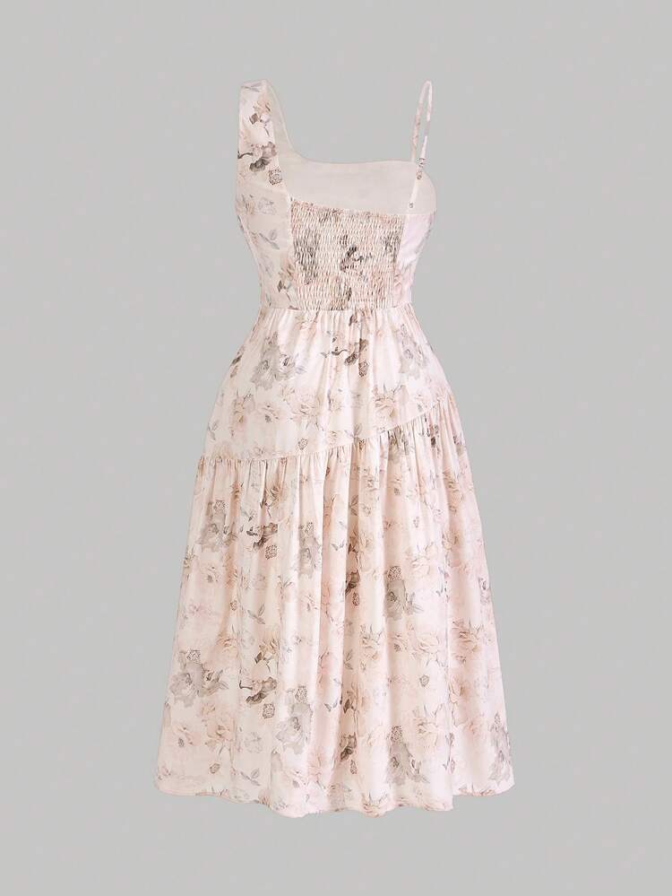 Plus Size Dress With Ruffle Hem And Floral Print