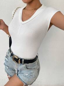 Calvaya Women's Solid Ribbed Knit Top