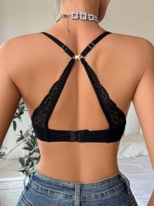 Ladies' Lace Backless Hollow Out Bra - Black - View 2