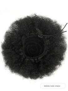 2 sztuki 4-calowe dziecięce bufki z nieuporządkowanym kokiem afro ze ściągaczem, kucyk z ludzkich włosów, kręcone, smażone, wpinane, doczepiane włosy