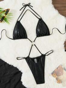 Swim EVENT Traje de baño de una pieza con escote en cruz y tirantes para el hombro para mujer, ideal para el verano