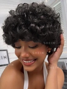 Short Afro Curly Wigs Human Hair Fluffy Kinky Afro Natural Black Curly Hair Puffs Ready to Wear - S2 - View 3
