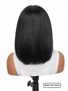 戴上去即走,逼真自然黑色假髮層次分明,無粘貼直髮瀏海極簡主義鬆緊帶蠻貝克頭,100％人髮分層設計鬆緊帶無蕾絲假髮 - S1 - 查看 5