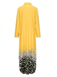 Women's Long Sleeve Collared Shirt Dress, Loose Casual Leopard Print Dress, Spring/Summer