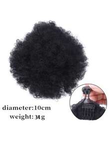 2 sztuki 4-calowe dziecięce bufki z nieuporządkowanym kokiem afro ze ściągaczem, kucyk z ludzkich włosów, kręcone, smażone, wpinane, doczepiane włosy