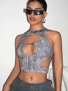 SHEIN ICON Women's Hollow Out Cropped Y2k Tank Top - Multicolor - View 1