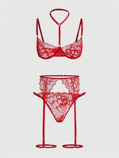 Kawaii Lace Garter Underwire Lingerie Set