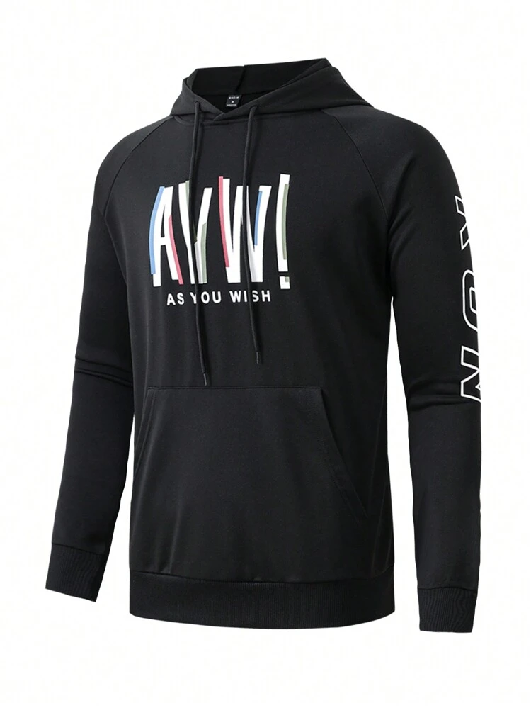Men's Letter Printed Hooded Sports Sweatshirt Men Sweatshirt