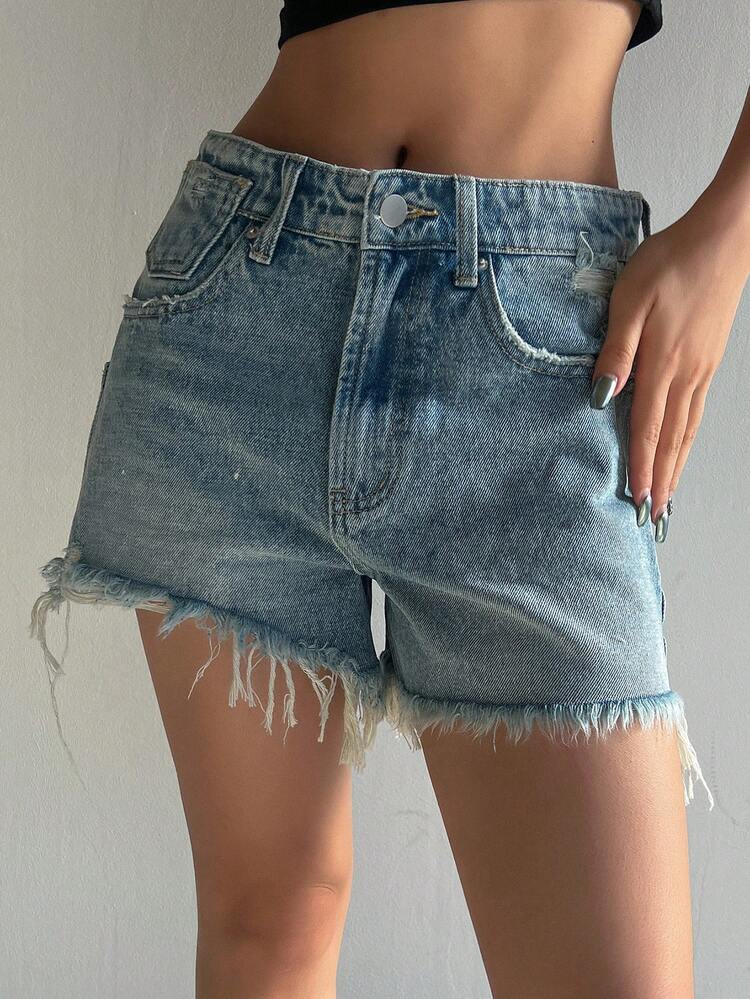 Ladies' Frayed Denim Shorts