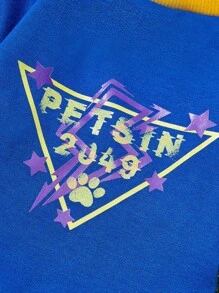 PETSIN Xanh Và trái cam Nối Áo nỉ cho thú cưng Với Tia chớp Và Lá thư In , Mèo Chó Hoodie - Nhiều màu - Xem 4