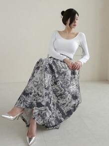 DAZY Camiseta de manga larga con cuello en V de unicolor para mujer, con volantes, ropa de otoño