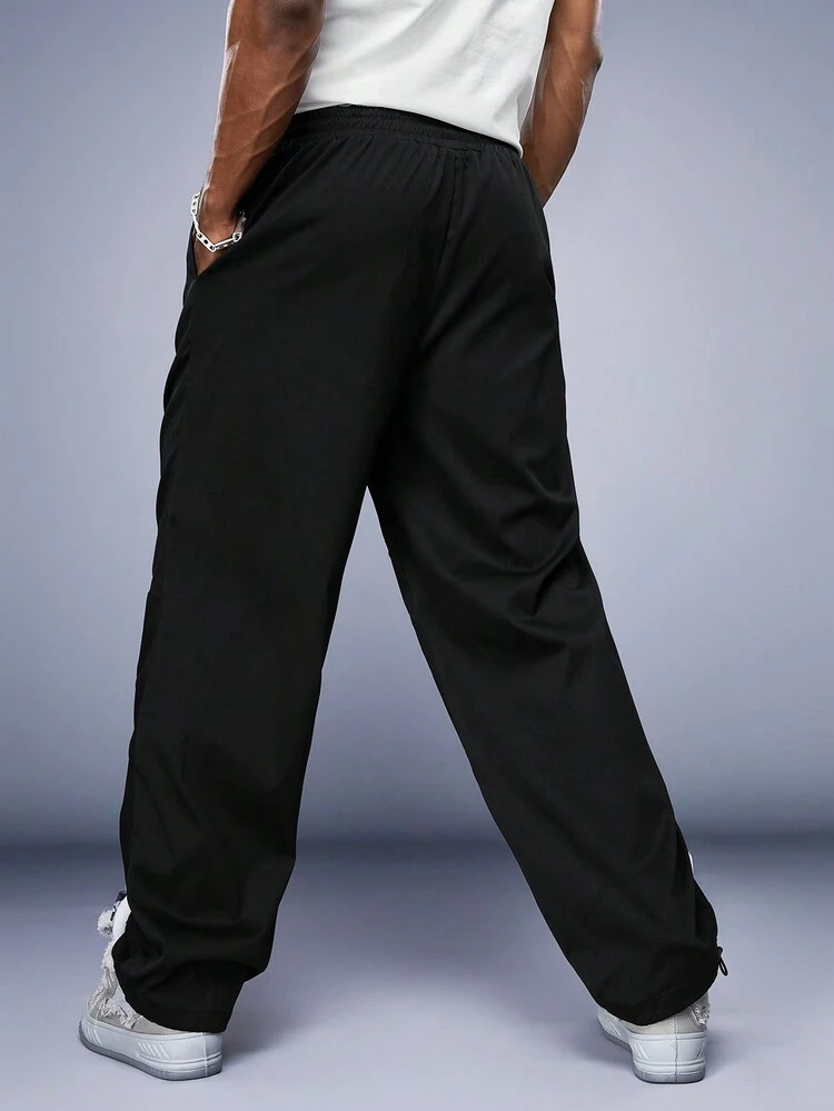 Men's Pleated Woven Casual Pants With Side Pockets
