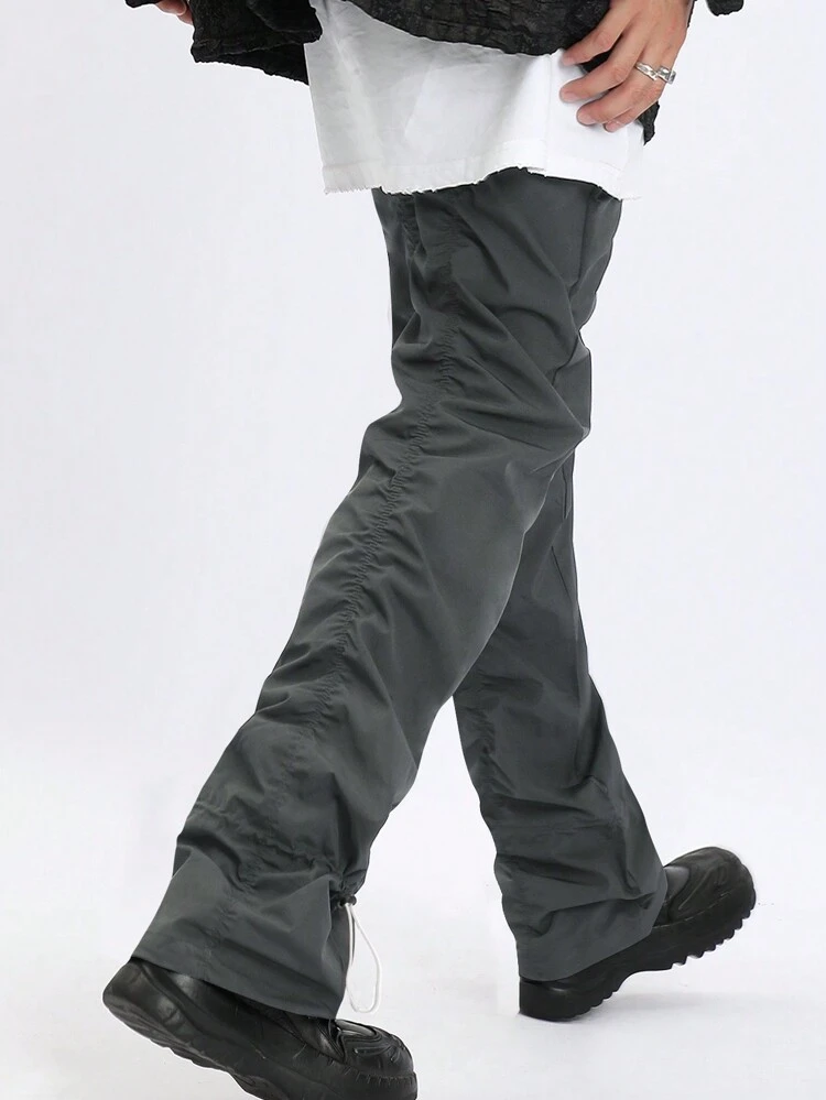 Loose Men Drawstring Waist Ruched Pants, Fall