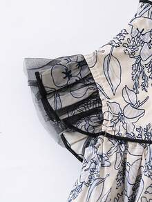 女寶寶復古扣扣旗袍風帶帽連身裙 - 彩色 - 查看 4