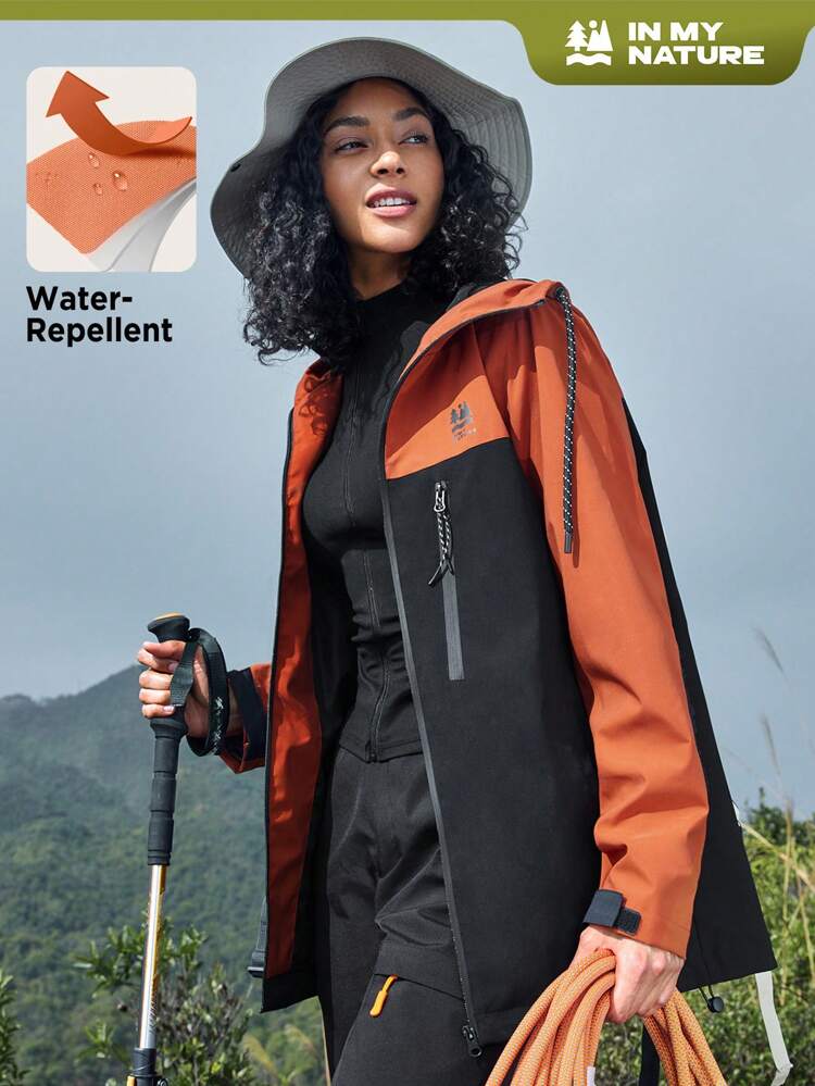 Women's Outdoor Hooded Color-Block Insulated Jacket