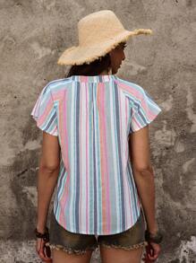 Breezaya Ladies' Striped Raglan Sleeve Shirt - Multicolor - View 2