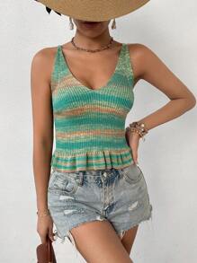 Breezaya Women's Color Block Striped Knit Sweater - Green - View 4