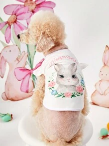 PETSIN Easter White Cute Bunny Short Sleeve Stretchable Pet T-Shirt For Dogs And Cats - Multicolor - View 1
