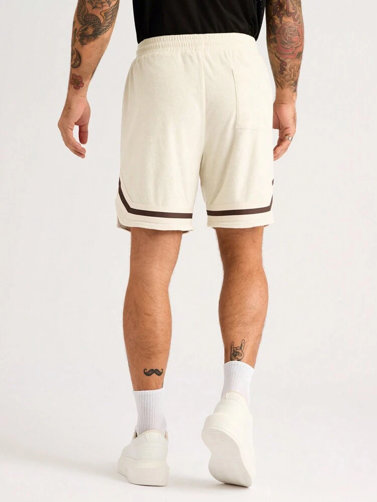 Men's Khaki Towel Fabric Slant Pocket Basketball Shorts