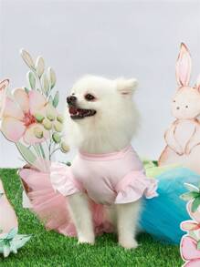 PETSIN Vestido De Mascota De Pascua Con Patrón De Conejo Impreso De Gato Y Perro Con Inserción De Tul De Colores - Multicolor - Ver 3