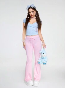 ROMWE Women's Pink Simple Sweatpants - Pink - View 2