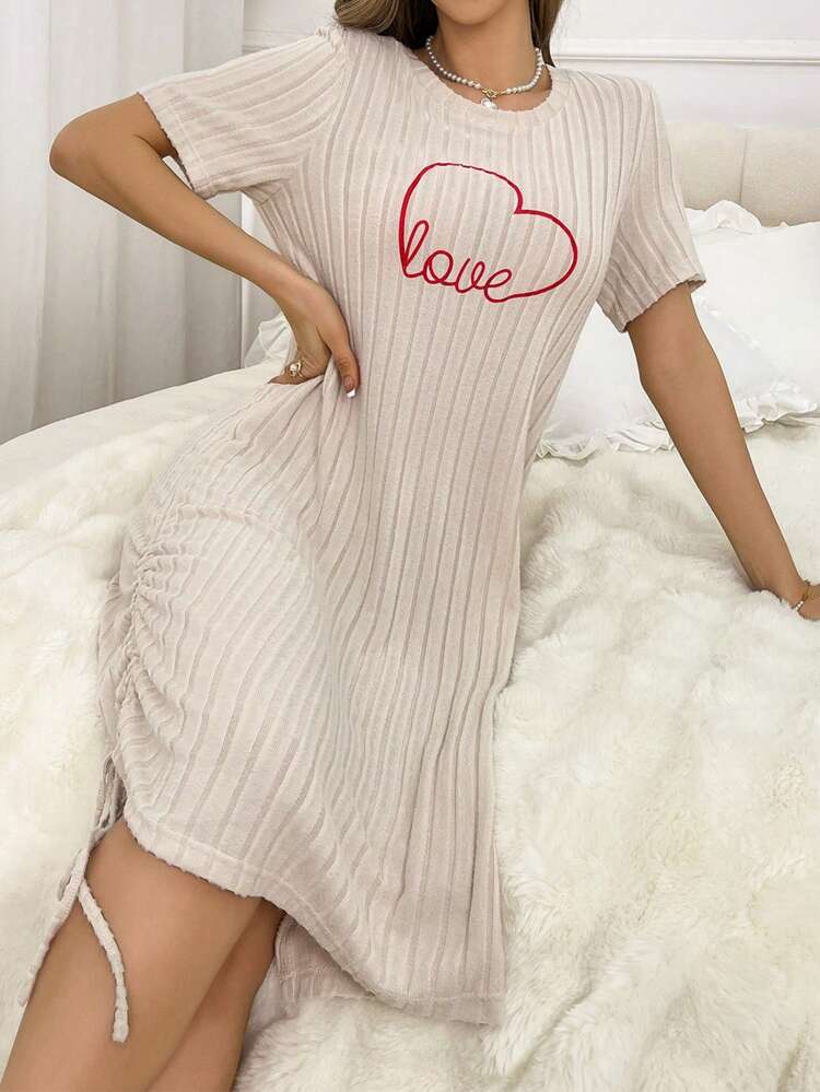 Women'S Home Clothes Heart Letter Printed Dress