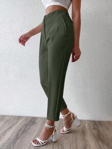 EURMUSE Fold Pleated Detail Cropped Pants