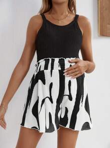 SHEIN Short imprimé au hasard pour femme enceinte - Noir et Blanc - Voir 3