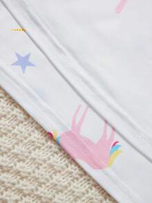 SHEIN Trẻ Cô gái Mô hình Cartoon Vừa Khít Trang phục mặc nhà Bộ Với Cổ áo cao Ngắn tay Áo thun , Quần , Đan , Thoải mái Và Làn da thân thiện , Bốn mảnh In Một Bộ - Nhiều màu - Xem 3