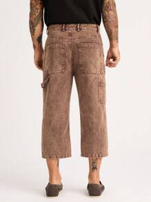 Forever 21 Men's Brown Straight Washed Capri Cargo Pants - Brown - View 2