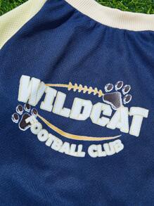 PETSIN 寵物運動風格t恤,信封和爪子印花,男女適用的襯衫袖拉格蘭t恤 - 彩色 - 查看 5