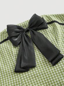 SHEIN MOD Của phụ nữ Kích thước lớn Quây Đầm Với Nơ - màu xanh lá - Xem 2