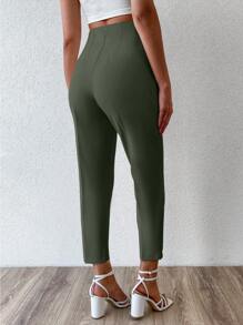 EURMUSE Fold Pleated Detail Cropped Pants