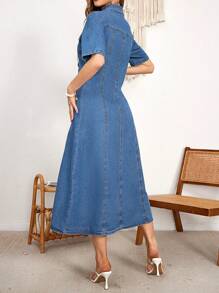 Breezaya Women's Button Front Denim Shirt Dress