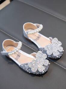 Zapatos Planos Y Sandalias Para Niñas Con Decoración De Pedrería - Plateado - Ver 2