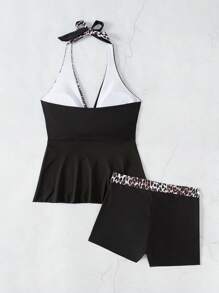 SHEIN Swim Women's Leopard Print Patchwork Bikini Set Summer - Multicolor - View 6