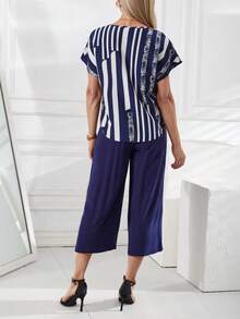 EMERY ROSE Mùa hè Nông thôn Thời gian rảnh rỗi Hoa văn trừu tượng Vòng cổ Áo liền quần Với quần ống rộng Đối với phụ nữ - Nhiều màu - Xem 4