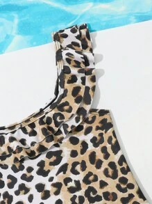 Baby Girl Cute Bow Print Ruffle One Piece Swimsuit