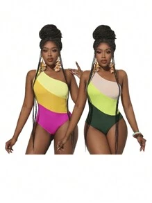 Slaydiva 女士休闲性感拼接连体衣 - 彩色 - 查看 10