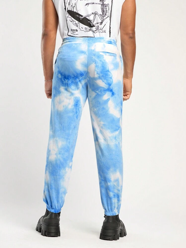 Men's Spring And Summer Casual Fit Tie-Dye Blue Leggings Sweatpants