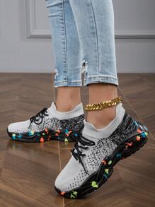 Women's Outdoor Thick-Soled Fashionable And Versatile Lightweight Breathable Socks Shoes, Spring, Summer, And Autumn, Low-Cut Hiking Shoes, Casual Shoes, Sports Shoes